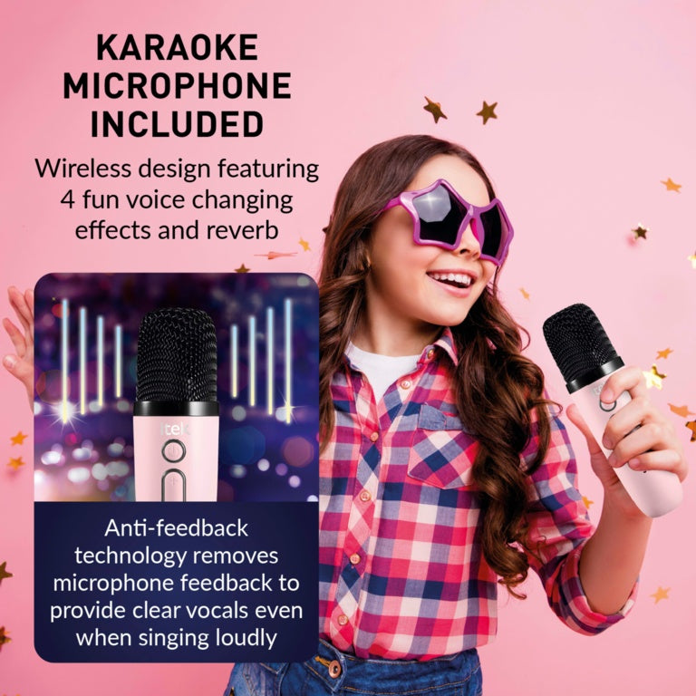 Itek Pink Mini Karaoke Bluetooth Speaker & Mic