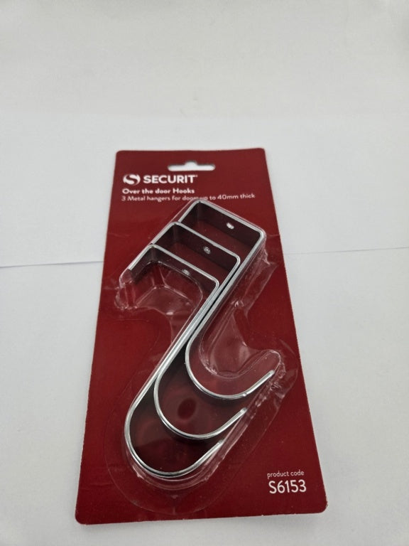 Securit Chrome Plated Overdoor Hooks 3 Pack