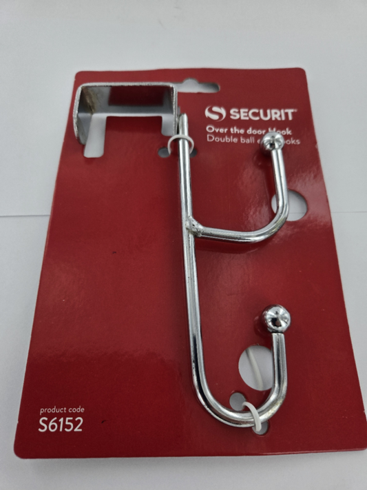 Securit Chrome Plated Overdoor 2 Ball Hook Rail