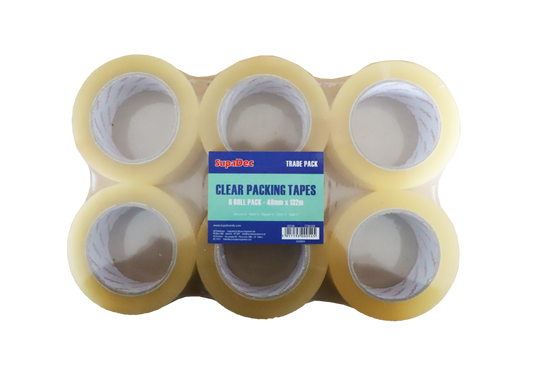 SupaDec Clear Tape 48mm x 132m Pack 6