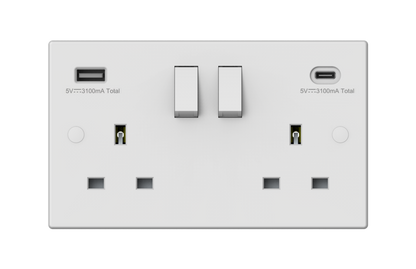 Switched Socket With USB A + C Double Pole