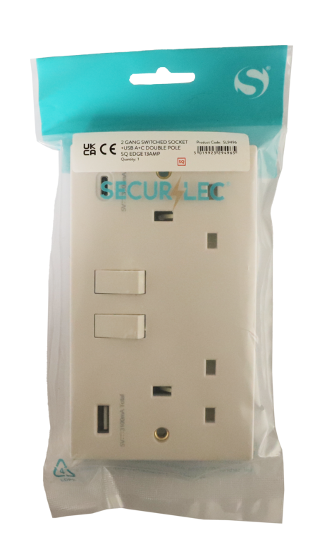 Switched Socket With USB A + C Double Pole