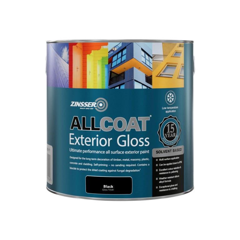 Zinsser Allcoat Exterior Solvent Based Gloss Black 1L