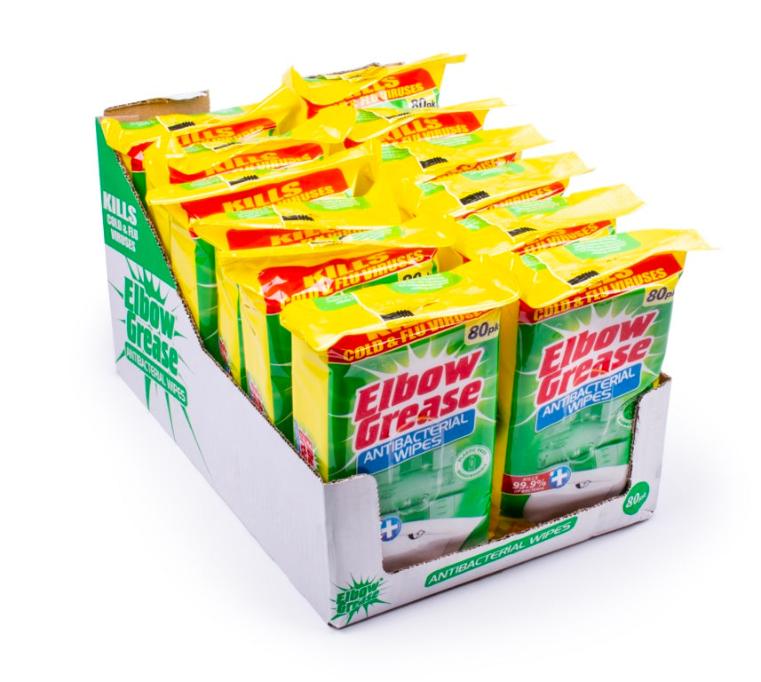 Elbow Grease Antibacterial Wipes Lemon Fresh Pack 80