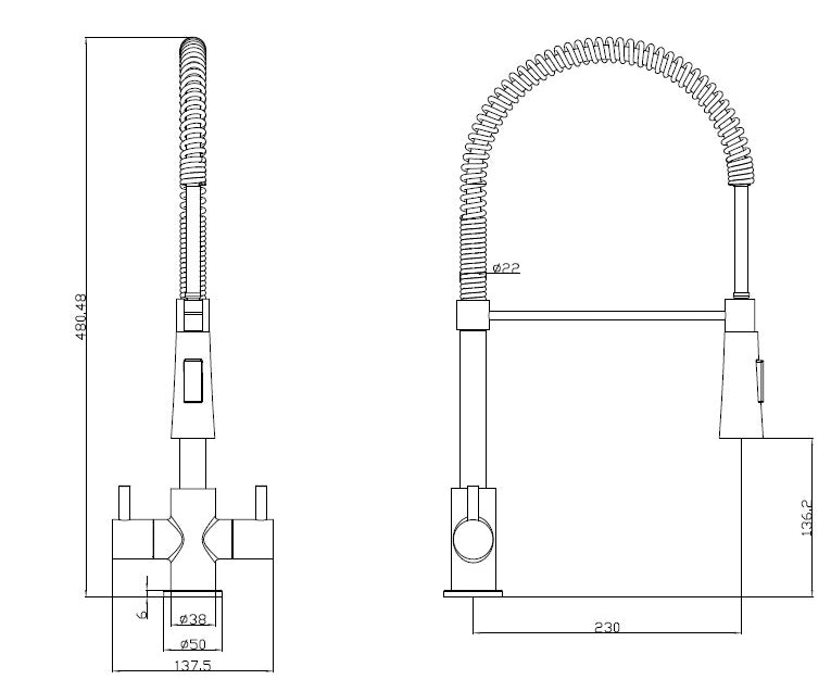 Reginox Titania Dual Lever Chef Mixer Tap Chrome