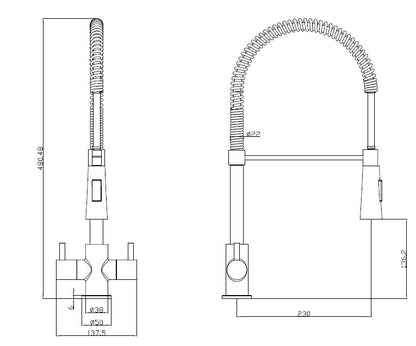 Reginox Titania Dual Lever Chef Mixer Tap Matt Black