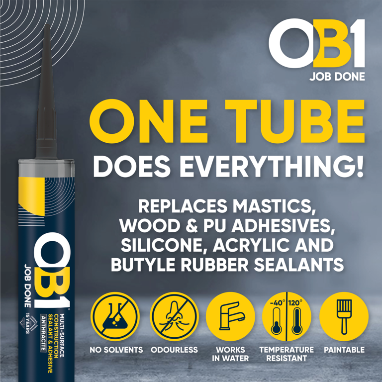 OB1 Multi Surface Sealant & Adhesive 290ml Anthracite