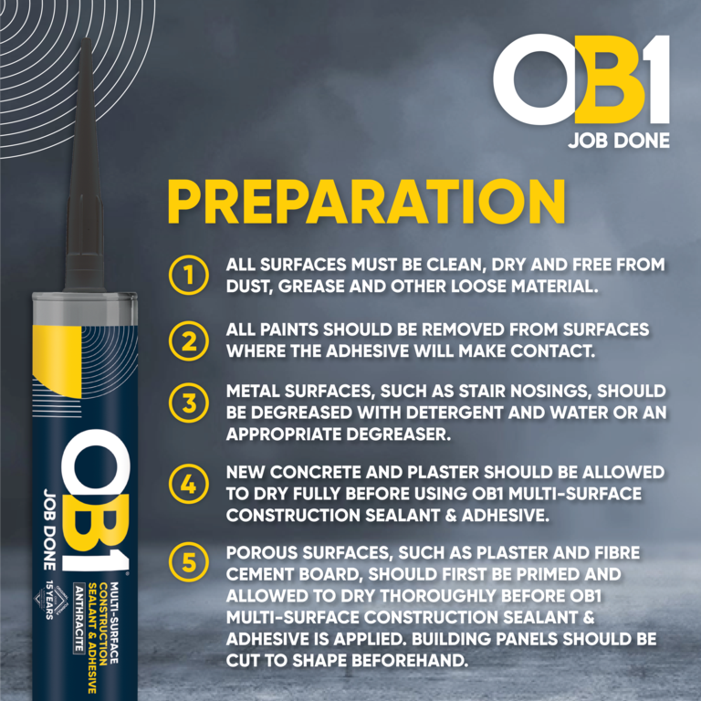 OB1 Multi Surface Sealant & Adhesive 290ml Anthracite