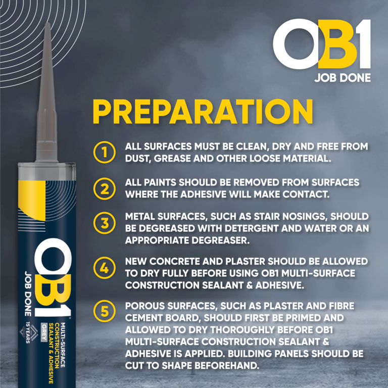 OB1 Multi Surface Sealant & Adhesive 290ml Grey