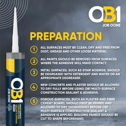 OB1 Multi Surface Sealant & Adhesive 290ml White