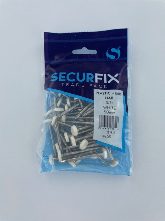 Stainless Steel Plastic Headed Nail White 50mm