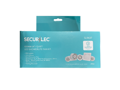 Securlec Quiet LED Showerlite Fan Kit 100mm