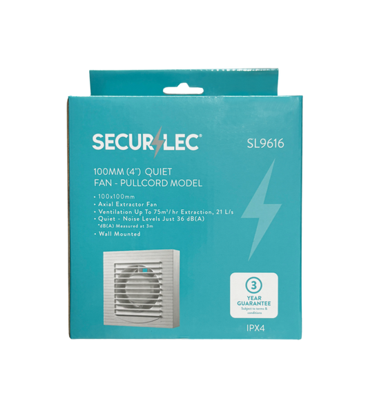 Securlec Quiet Fan Pullcord Model 100mm