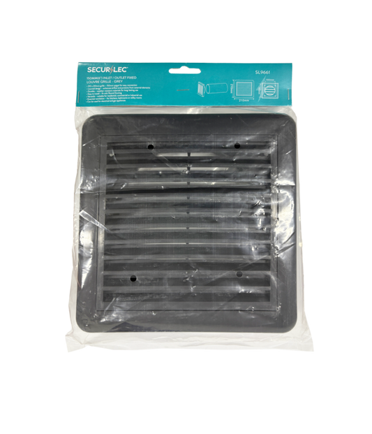 Securlec Inlet/Outlet Fixed Louvre Grille Grey 150mm