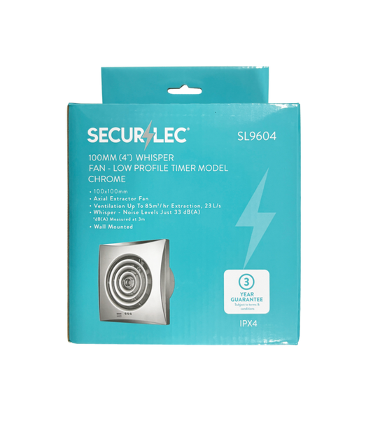 Securlec Whisper Fan Low Profile Timer Model 100mm