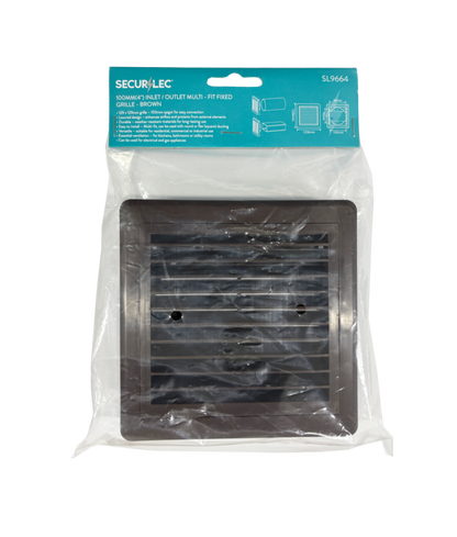Securlec Inlet/Outlet Multi Fit Fixed Grill Brown 100mm