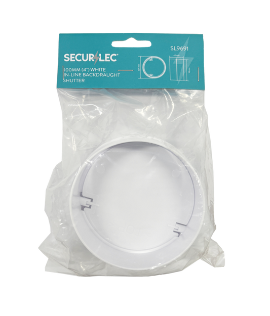 Securlec White Inline Backdraught Shutter 100mm