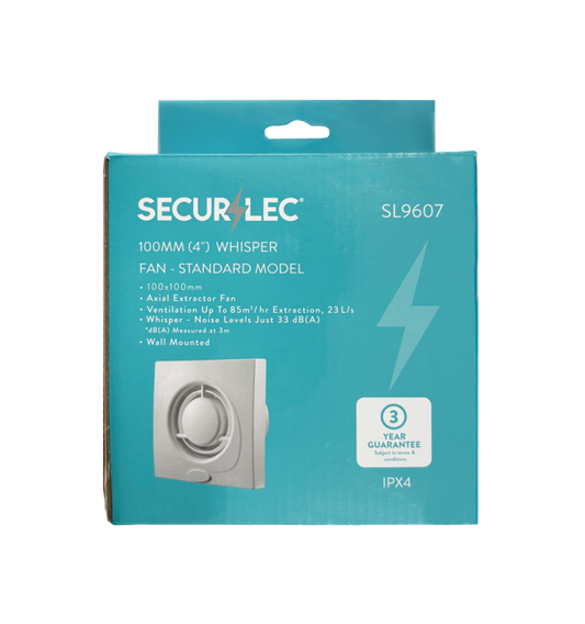 Securlec Whisper Fan Standard Model White 100mm