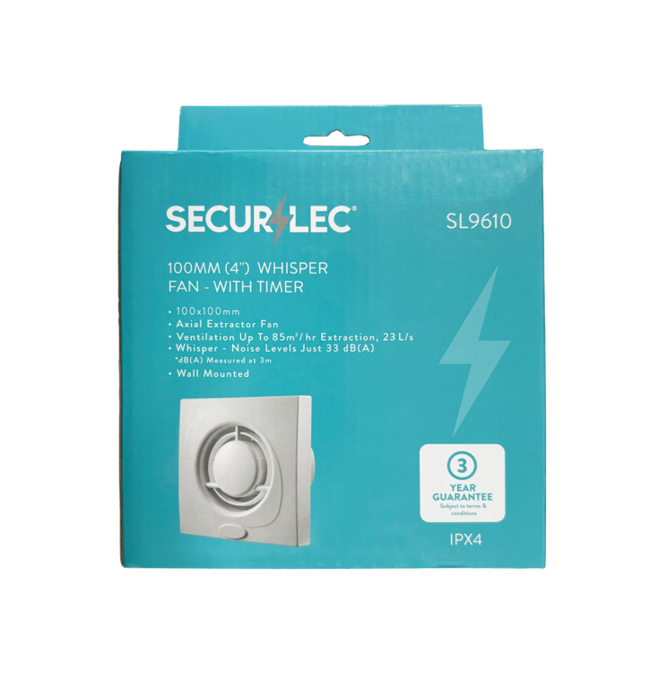 Securlec Whisper Fan With Timer 100mm