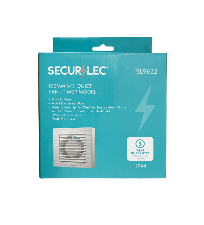 Securlec Quiet Fan Timer Model 100mm 4"