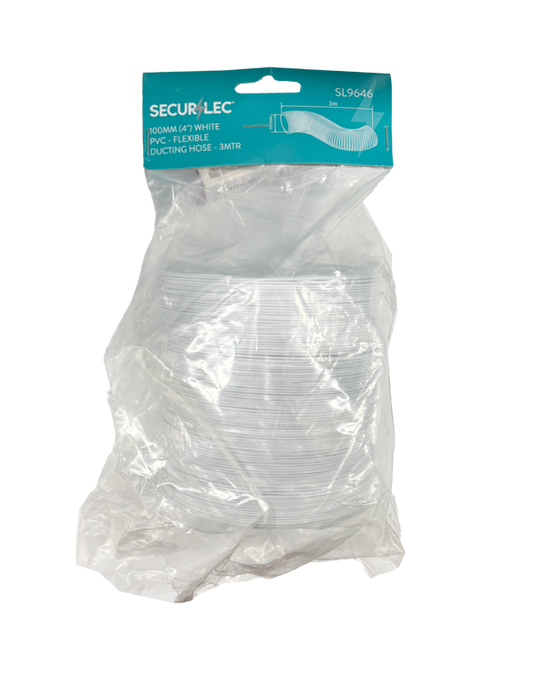 Securlec White PVC Flexible Ducting Hose 3m x 100mm