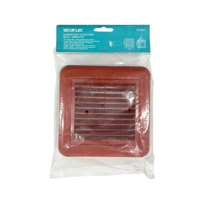 Securlec Inlet/Outlet Multi Fit Fixed Grill Terracotta 100mm