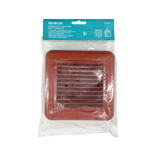 Securlec Inlet/Outlet Multi Fit Fixed Grill Terracotta 100mm