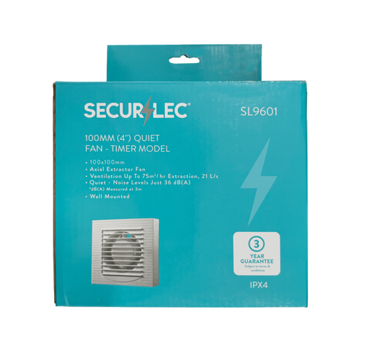 Securlec Quiet Fan Timer Model White 100mm