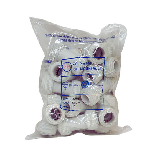 Whitespeed Push-Fit Equal Tee 22mm