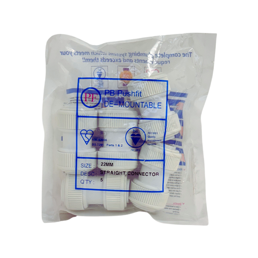 Whitespeed Push-Fit Straight Connector 22mm