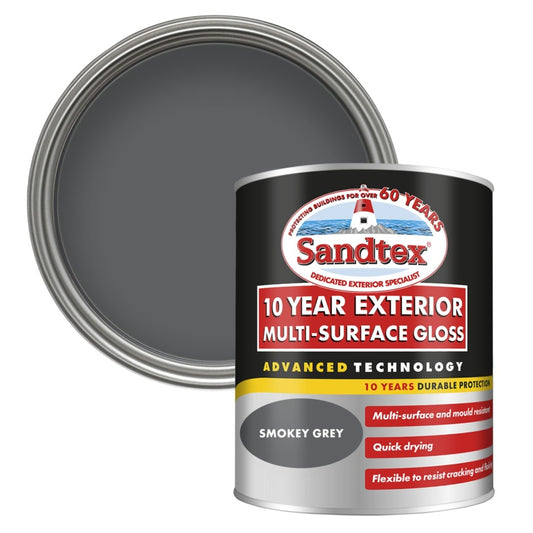Sandtex 10 Year Exterior Multi Surface Gloss 750ml Smokey Grey