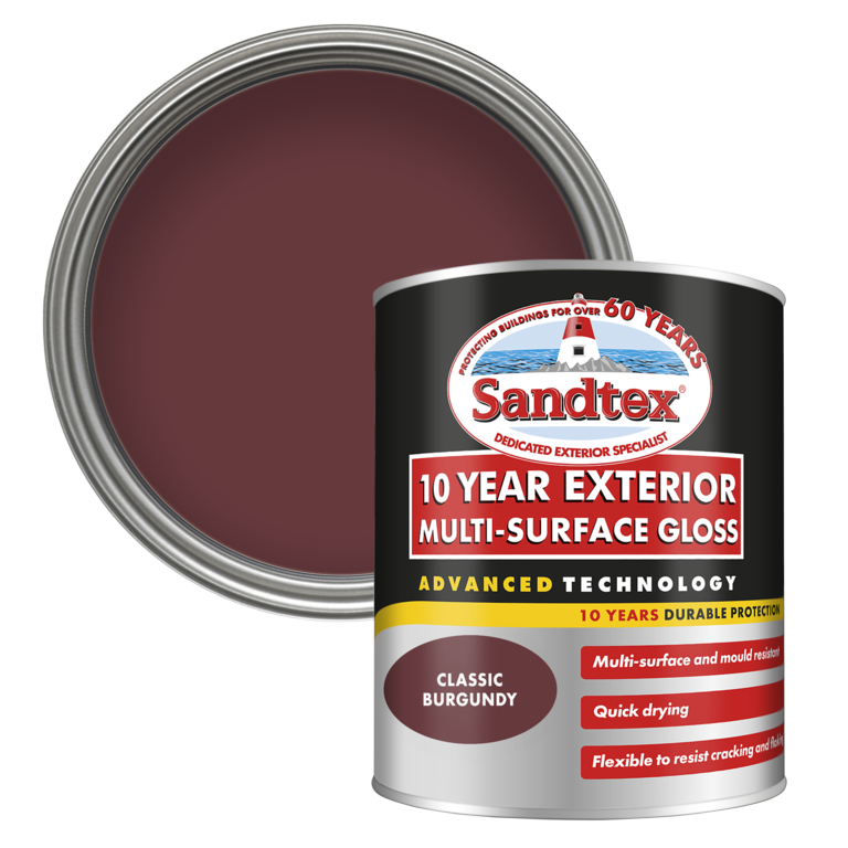 Sandtex 10 Year Exterior Multi Surface Gloss 750ml Classic Burgundy