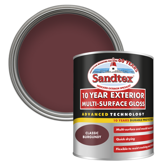Sandtex 10 Year Exterior Multi Surface Gloss 750ml Classic Burgundy