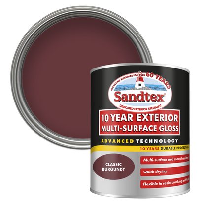 Sandtex 10 Year Exterior Multi Surface Gloss 750ml Classic Burgundy