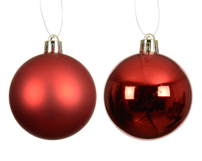 Kaemingk Baubles Polystyrene Christmas Red Pack 6 8cm Assorted