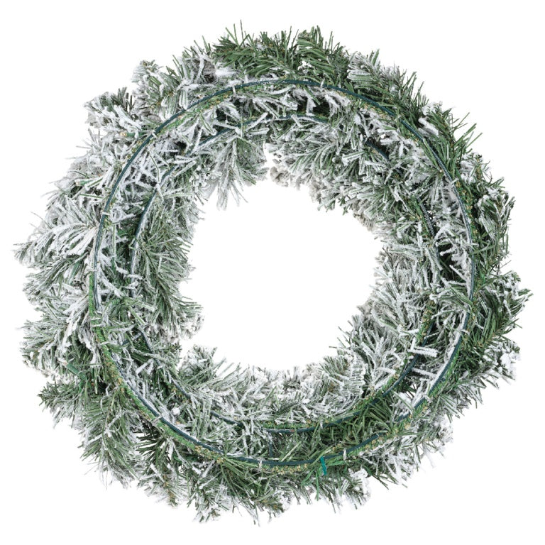Kaemingk Imperial Snowy Green Wreath With Warm White LEDs 50cm