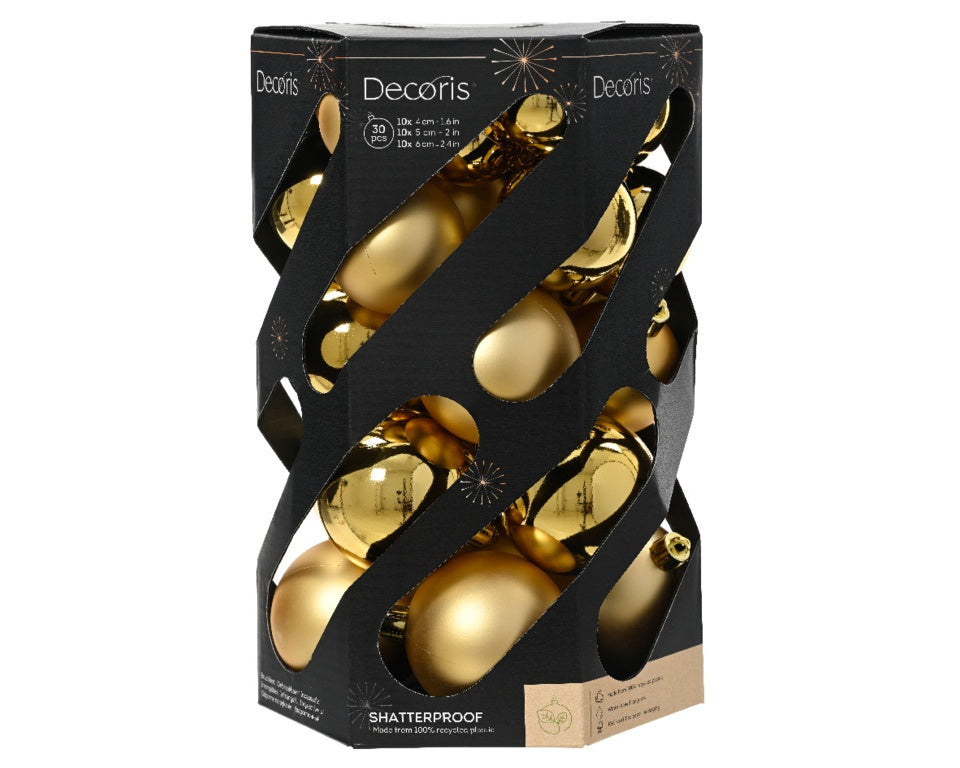 Kaemingk Baubles Polystyrene Light Gold Pack 30 Assorted Sizes