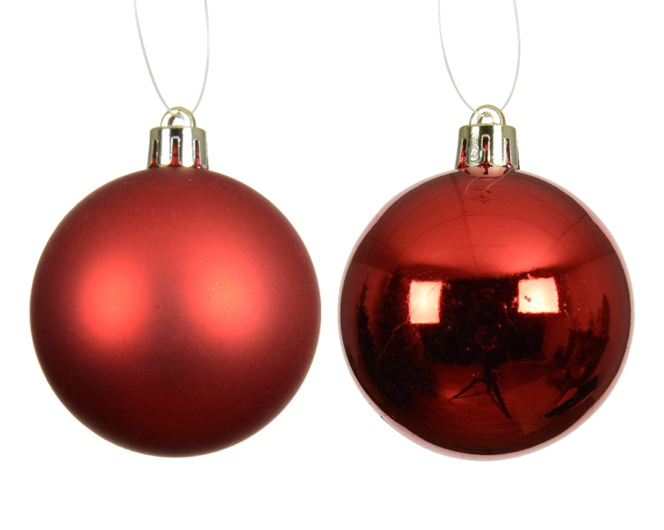 Kaemingk Baubles Polystyrene Christmas Red Pack 4 10cm Assorted