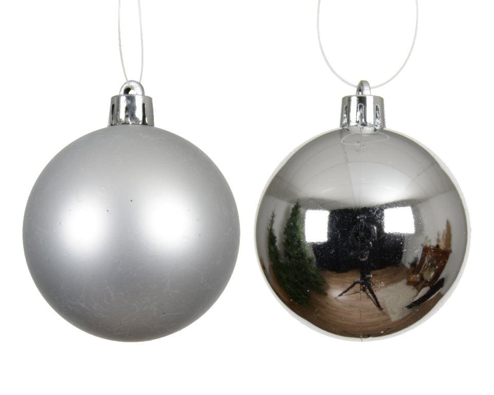 Kaemingk Baubles Polystyrene Silver 10cm Assorted Pack 4