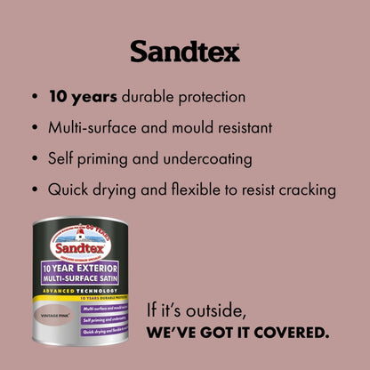 Sandtex 10 Year Exterior Multi Surface Satin 750ml Vintage Pink