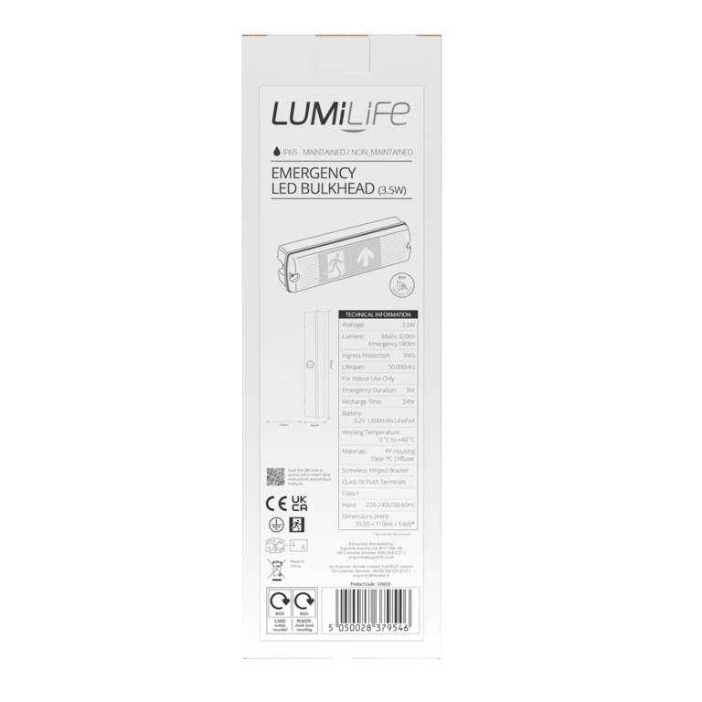 Lumilife Emergency Bulk Head 3w 320lm