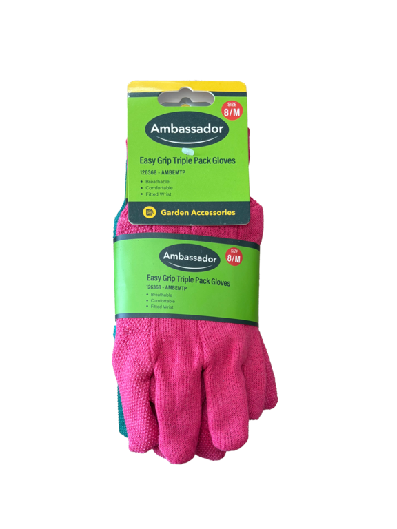 Ambassador Easy Grip Triple Pack Gloves 8/M