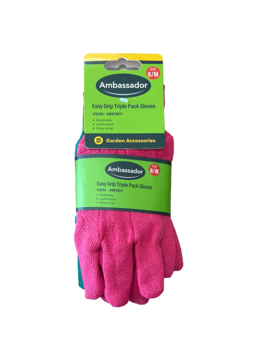 Ambassador Easy Grip Triple Pack Gloves 8/M