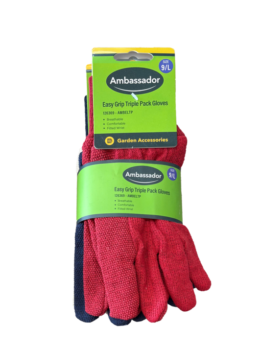 Ambassador Easy Grip Triple Pack Gloves 9/L