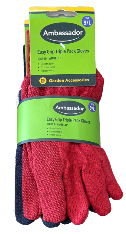 Ambassador Easy Grip Triple Pack Gloves 9/L