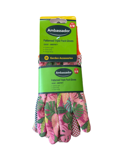 Ambassador Patterned Triple Pack Gloves