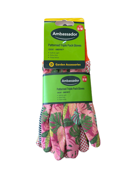 Ambassador Patterned Triple Pack Gloves