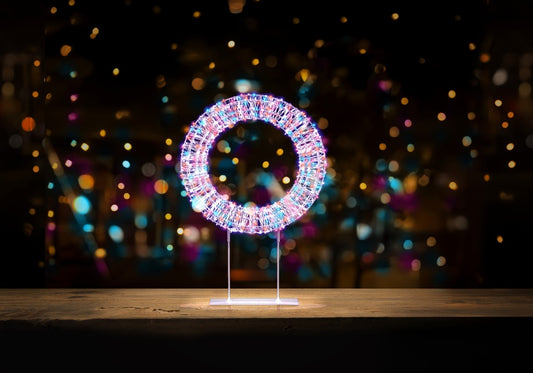 Premier White/Multi Table Top Wreath 720 LEDs 45cm