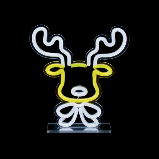 Premier Reindeer Face Table Top Lit Neon Sign 25cm