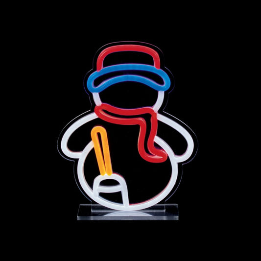 Premier Snowman Design Table Top Lit Neon Sign 25cm